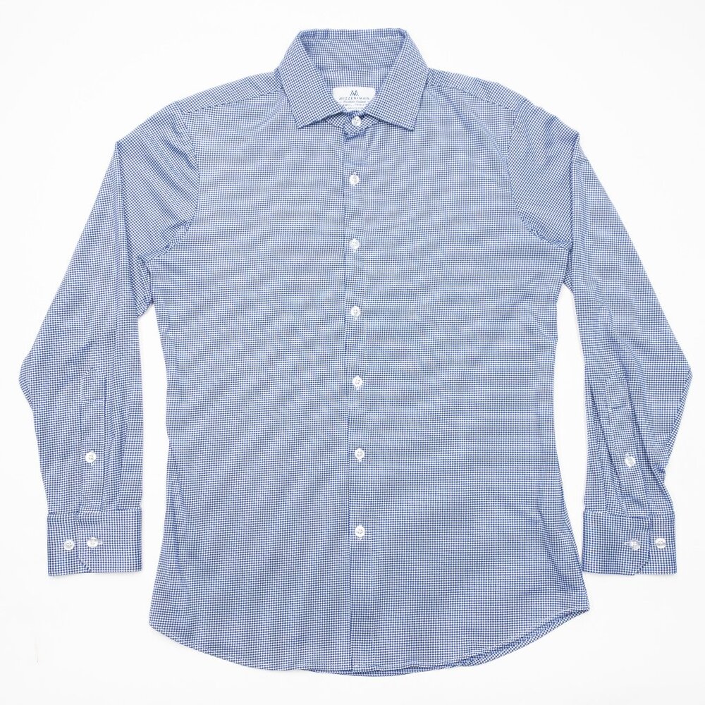 Mizzen+Main Check Shirt Men's Small Performance Long Sleeve Wicking Stretch Blue